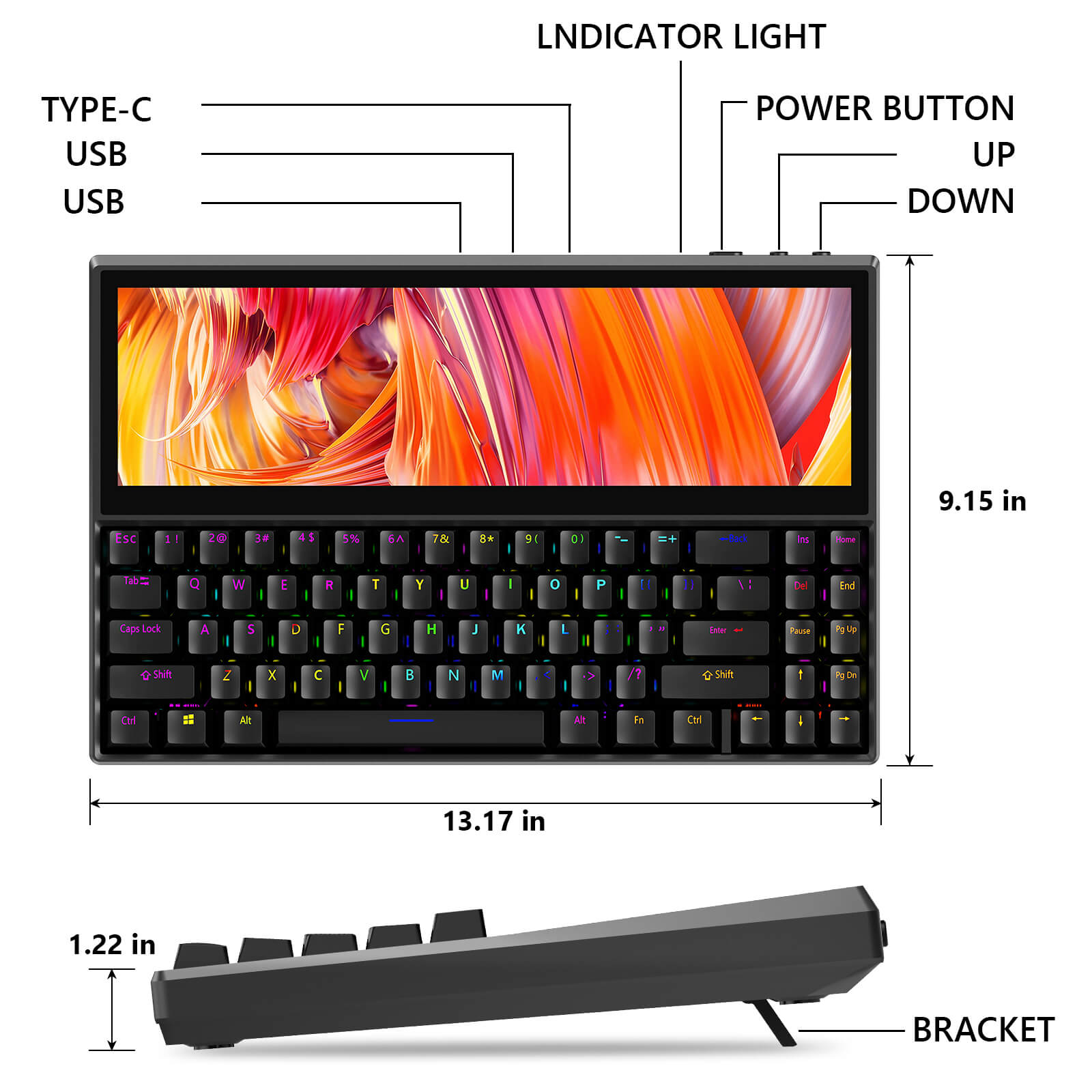 CopGain Mechanical Keyboard with 12.6‘’ Touchscreen RGB Backlit K2