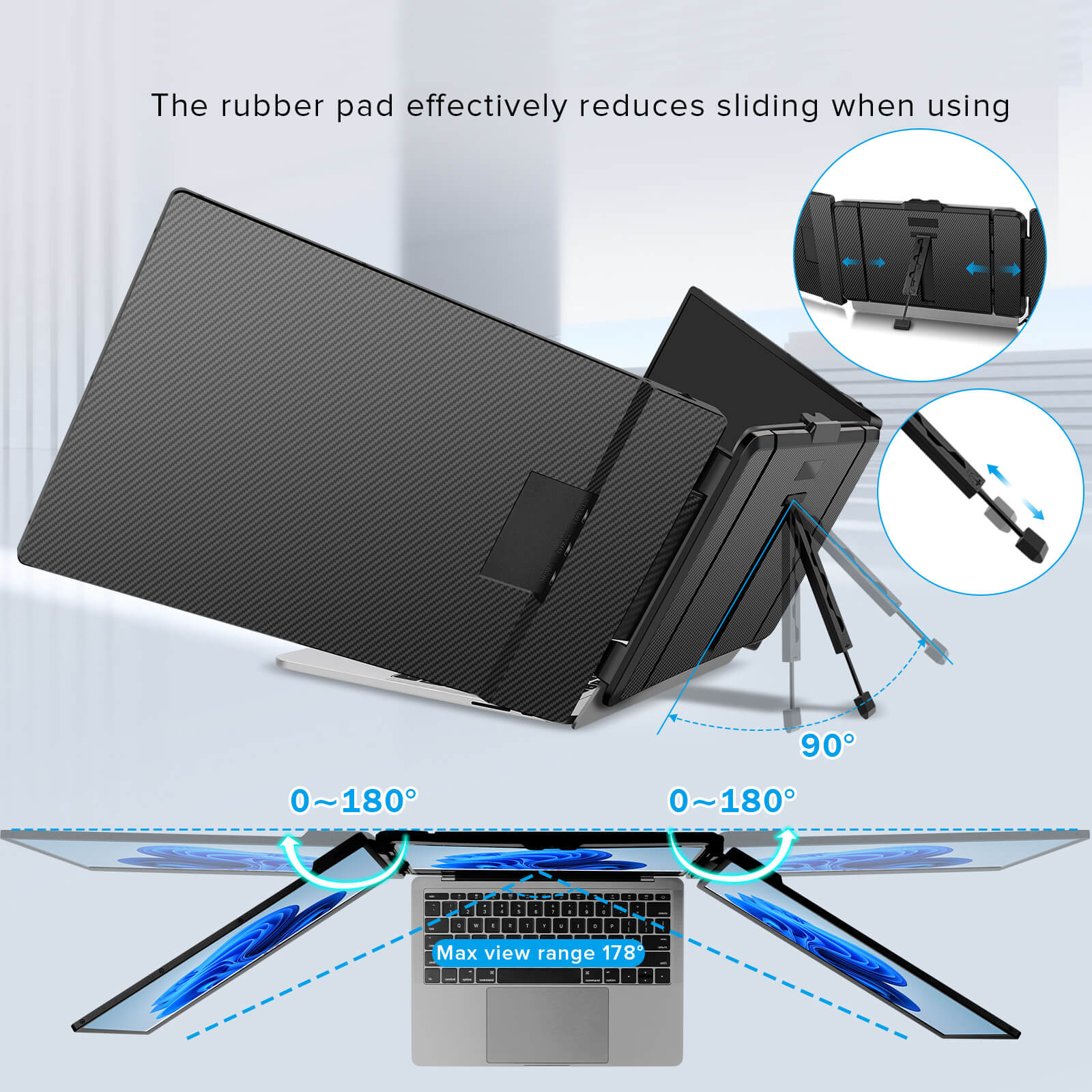 CopGain Laptop Monitor Extender S2 14'' Tri Screen Portable Monitor for 13-17.3'' Laptop