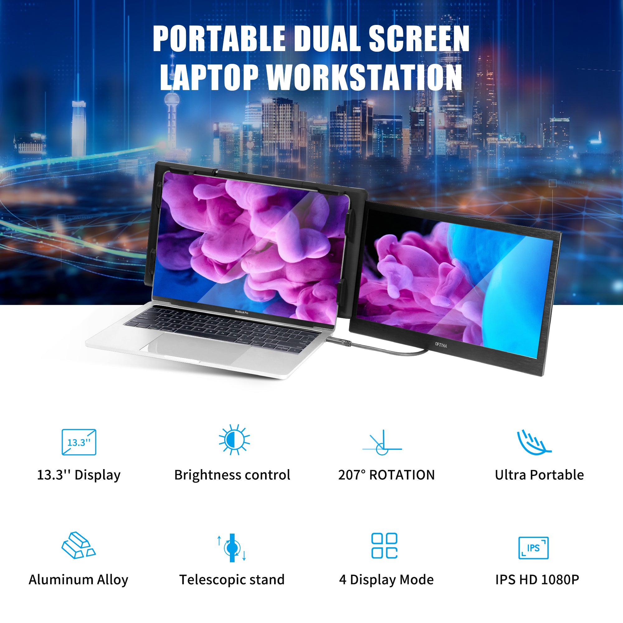 CopGain P1 Plus 13.3'' Portable Second Monitor For Laptop FHD Mac Windows