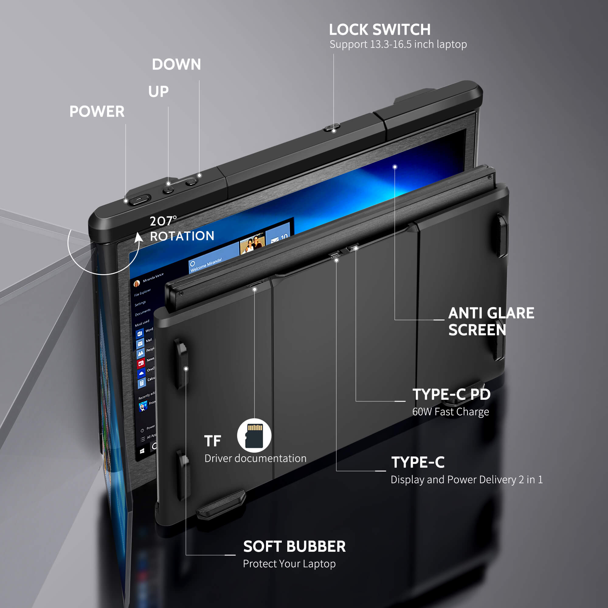 CopGain P2 Pro Tri Screen For Laptop Portable Workstation 13.3''
