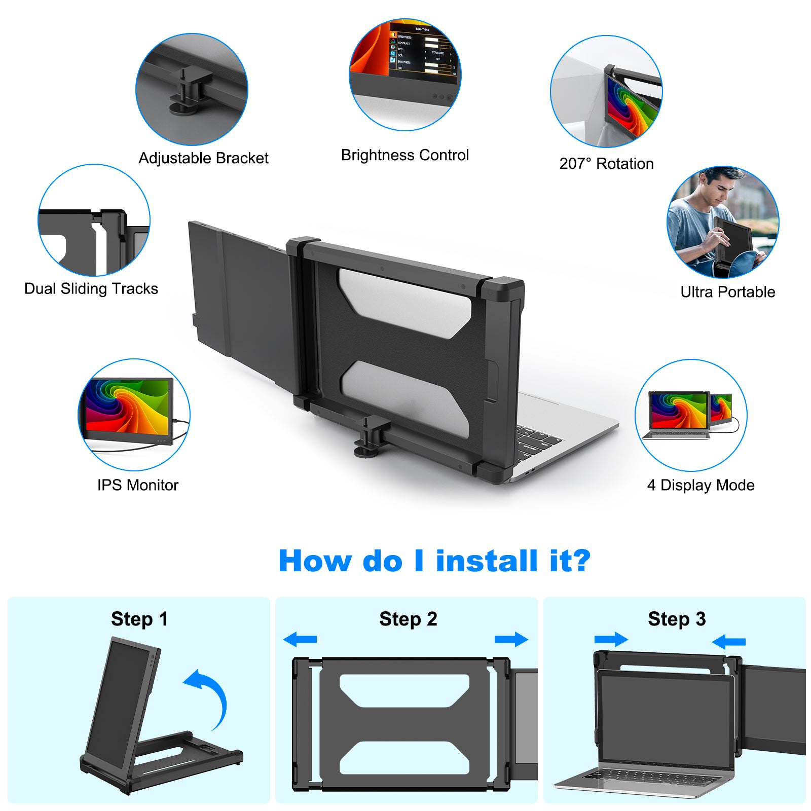 12'' CopGain P1 Portable Monitor For Laptop Dual Screen