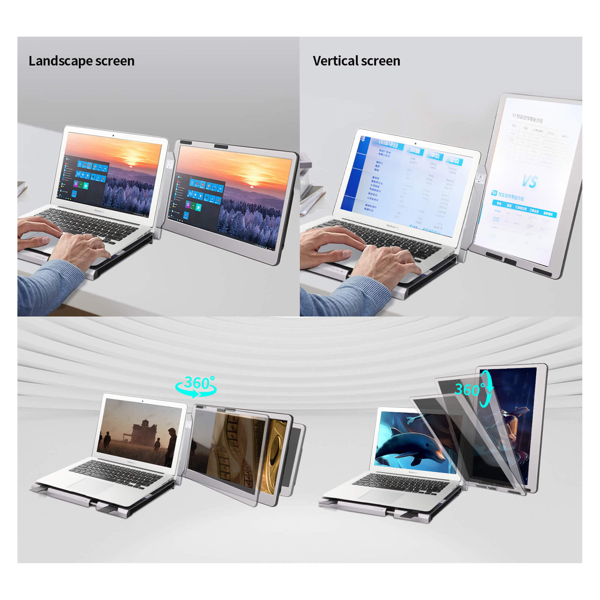 CopGain 2023 Attachable Laptop Monitor F1 14'' Dual Portable Screen