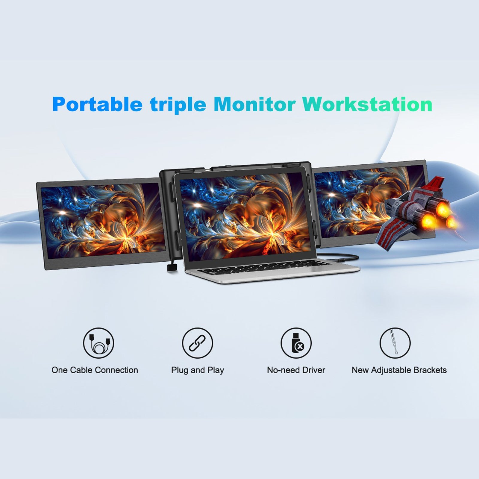 CopGain 2023 Triple Screen Extender for Laptop 12 Inch Display Extender P2S-W