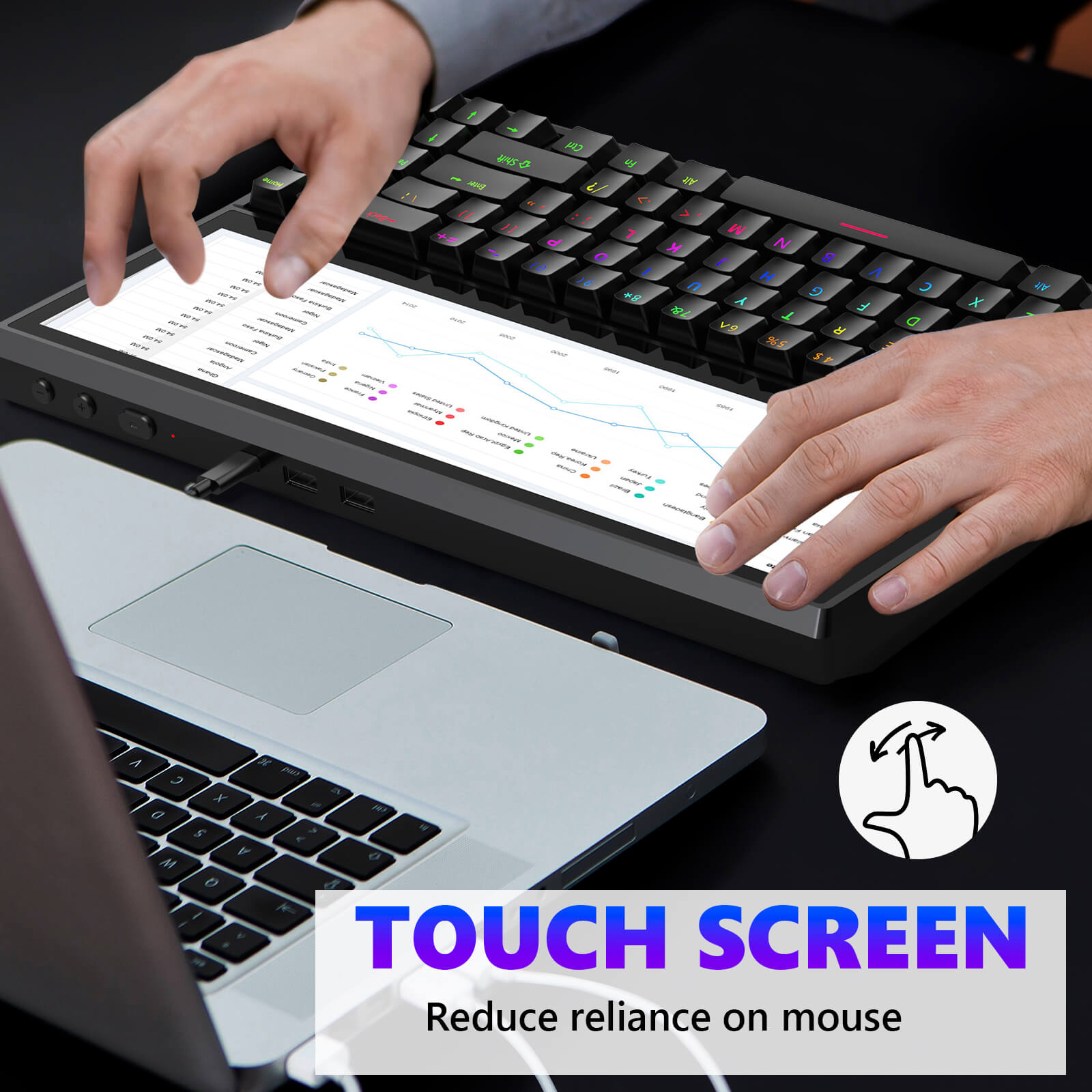 CopGain Mechanical Keyboard with 12.6‘’ Touchscreen RGB Backlit K2